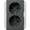 Gira 273528 wandcontactdoos 2-voudig randaarde Safety+ voor ovale 1,5 inbouwdoos Systeem 55 antraciet mat