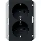 Gira 2735005 wandcontactdoos 2-voudig randaarde Safety+ voor ovale 1,5 inbouwdoos Systeem 55 zwart mat
