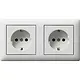 Gira 479304 wandcontactdoos 2-voudig randaarde compleet voorbedraad voor duo-inbouwdoos Standaard 55 wit mat