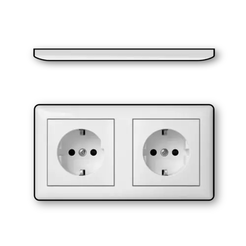 Gira 479304 wandcontactdoos 2-voudig randaarde compleet voorbedraad voor duo-inbouwdoos Standaard 55 wit mat
