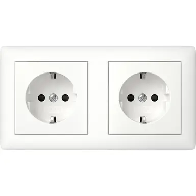 Gira 478604 wandcontactdoos 2-voudig randaarde Safety Plus compleet voorbedraad voor duo-inbouwdoos Standaard 55 wit mat