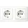 Gira 478604 wandcontactdoos 2-voudig randaarde Safety Plus compleet voorbedraad voor duo-inbouwdoos Standaard 55 wit mat