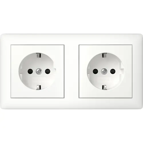Gira 478604 wandcontactdoos 2-voudig randaarde Safety Plus compleet voorbedraad voor duo-inbouwdoos Standaard 55 wit mat