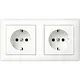 Gira 478604 wandcontactdoos 2-voudig randaarde Safety Plus compleet voorbedraad voor duo-inbouwdoos Standaard 55 wit mat
