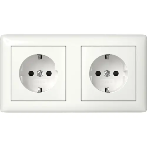 Gira 478603 wandcontactdoos 2-voudig randaarde Safety Plus compleet voorbedraad voor duo-inbouwdoos Standaard 55 wit glans