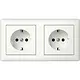 Gira 478603 wandcontactdoos 2-voudig randaarde Safety Plus compleet voorbedraad voor duo-inbouwdoos Standaard 55 wit glans