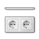 Gira 478603 wandcontactdoos 2-voudig randaarde Safety Plus compleet voorbedraad voor duo-inbouwdoos Standaard 55 wit glans