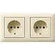 Gira 479301 wandcontactdoos 2-voudig randaarde compleet voorbedraad voor duo-inbouwdoos Standaard 55 creme glans