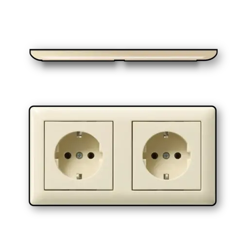 Gira 479301 wandcontactdoos 2-voudig randaarde compleet voorbedraad voor duo-inbouwdoos Standaard 55 creme glans