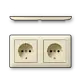 Gira 479301 wandcontactdoos 2-voudig randaarde compleet voorbedraad voor duo-inbouwdoos Standaard 55 creme glans