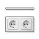 Gira 479303 wandcontactdoos 2-voudig randaarde compleet voorbedraad voor duo-inbouwdoos Standaard 55 wit glans