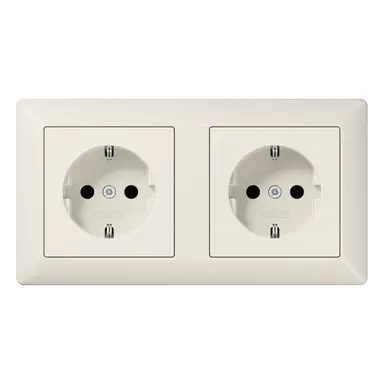 JUNG AS 1520-2 wandcontactdoos 2-voudig voorbedraad voor duo-inbouwdoos AS500 creme