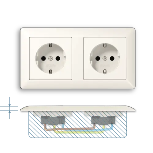 JUNG AS 1520-2 wandcontactdoos 2-voudig voorbedraad voor duo-inbouwdoos AS500 creme