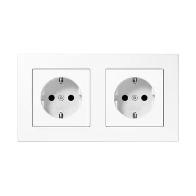 JUNG A 1520-2 BF WW wandcontactdoos 2-voudig randaarde voorbedraad voor duo-inbouwdoos A550 alpine wit