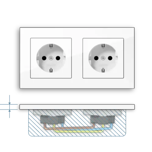 JUNG A 1520-2 BF WW wandcontactdoos 2-voudig randaarde voorbedraad voor duo-inbouwdoos A550 alpine wit