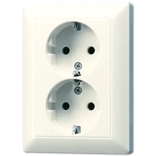 JUNG AS 5020 NU wandcontactdoos 2-voudig randaarde voor enkele inbouwdoos AS500 creme