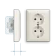 JUNG AS 5020 NU wandcontactdoos 2-voudig randaarde voor enkele inbouwdoos AS500 creme