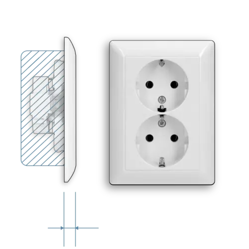 JUNG AS 5015 WW wandcontactdoos 2-voudig randaarde voor ovale 1,5 inbouwdoos AS500 alpine wit