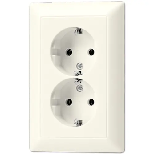 JUNG AS 5015 wandcontactdoos 2-voudig randaarde voor ovale 1,5 inbouwdoos AS500 creme