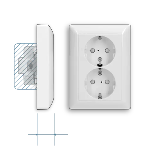 JUNG AS 5020 NKIU WW wandcontactdoos 2-voudig randaarde Safety+ voor enkele inbouwdoos Safety+ AS500 alpine wit