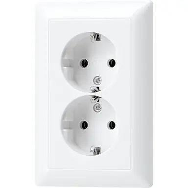 JUNG AS 5015 KI WW wandcontactdoos 2-voudig randaarde Safety+ voor ovale 1,5 inbouwdoos AS500 alpine wit