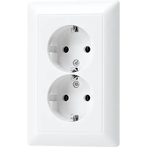 JUNG AS 5015 KI WW wandcontactdoos 2-voudig randaarde Safety+ voor ovale 1,5 inbouwdoos AS500 alpine wit