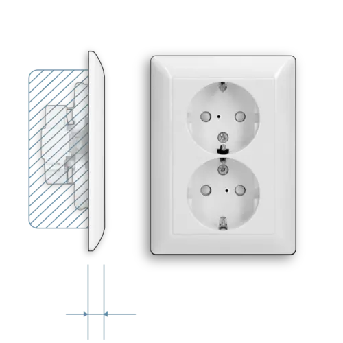 JUNG AS 5015 KI WW wandcontactdoos 2-voudig randaarde Safety+ voor ovale 1,5 inbouwdoos AS500 alpine wit