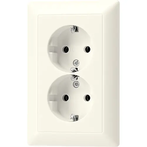 JUNG AS 5015 KI wandcontactdoos 2-voudig randaarde Safety+ voor ovale 1,5 inbouwdoos AS500 creme