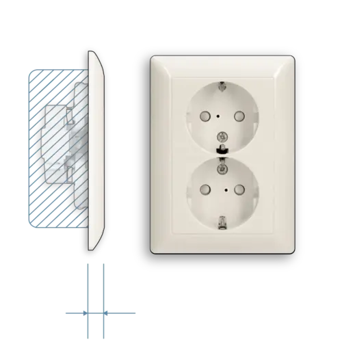 JUNG AS 5015 KI wandcontactdoos 2-voudig randaarde Safety+ voor ovale 1,5 inbouwdoos AS500 creme