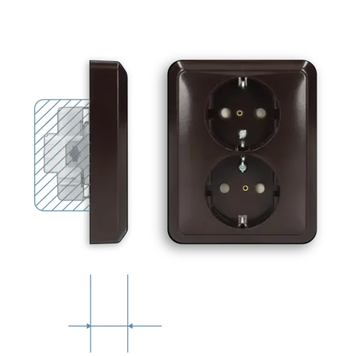 JUNG CD 5020 NKI BR wandcontactdoos 2-voudig randaarde Safety+ voor enkele inbouwdoos CD500 bruin