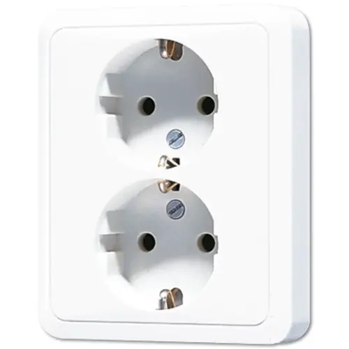 JUNG CD 5020 N WW wandcontactdoos 2-voudig randaarde voor enkele inbouwdoos CD500 alpine wit