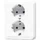 JUNG CD 5020 N WW wandcontactdoos 2-voudig randaarde voor enkele inbouwdoos CD500 alpine wit