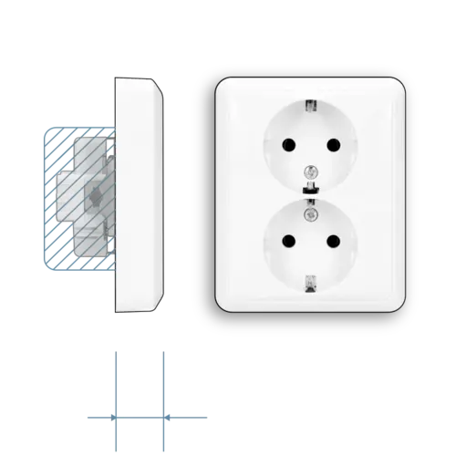 JUNG CD 5020 N WW wandcontactdoos 2-voudig randaarde voor enkele inbouwdoos CD500 alpine wit