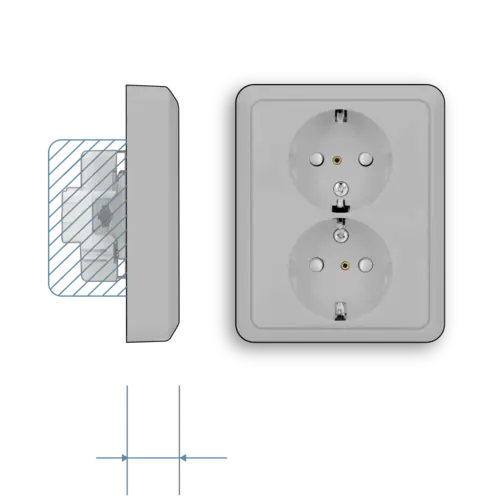 JUNG CD 5020 NKI GR wandcontactdoos 2-voudig randaarde Safety+ voor enkele inbouwdoos CD500 grijs
