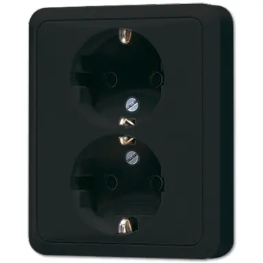 JUNG CD 5020 NKI SW wandcontactdoos 2-voudig randaarde Safety+ voor enkele inbouwdoos CD500 zwart glans