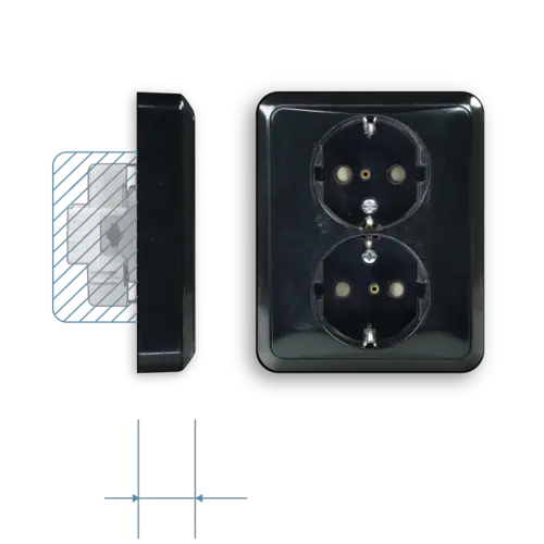 JUNG CD 5020 NKI SW wandcontactdoos 2-voudig randaarde Safety+ voor enkele inbouwdoos CD500 zwart glans