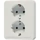 JUNG CD 5020 NKI LG wandcontactdoos 2-voudig randaarde Safety+ voor enkele inbouwdoos CD500 lichtgrijs