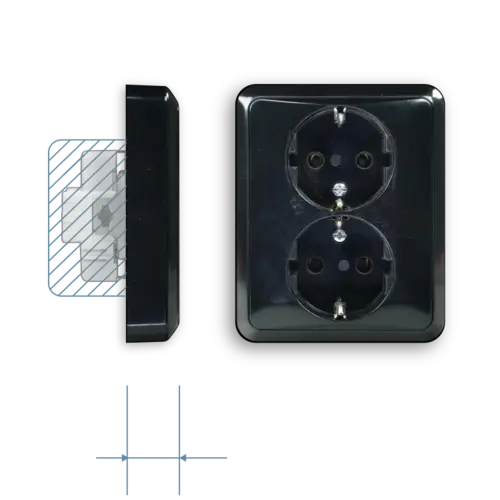 JUNG CD 5020 N SW wandcontactdoos 2-voudig randaarde voor enkele inbouwdoos CD500 zwart glans