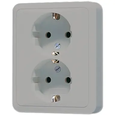 JUNG CD 5020 N GR wandcontactdoos 2-voudig randaarde voor enkele inbouwdoos CD500 grijs