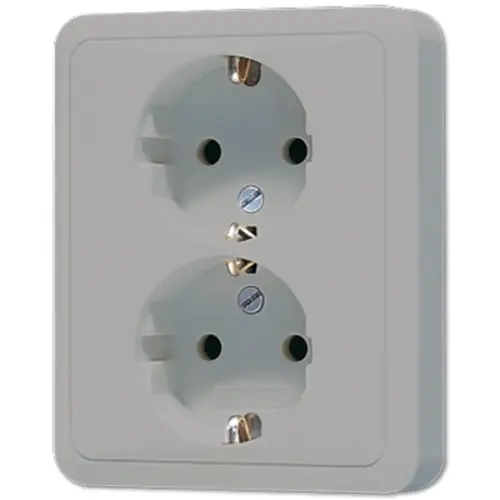 JUNG CD 5020 N GR wandcontactdoos 2-voudig randaarde voor enkele inbouwdoos CD500 grijs
