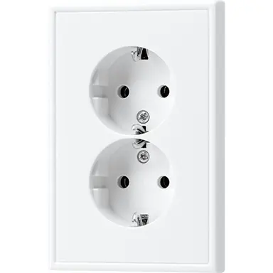 JUNG LS 5015 WW wandcontactdoos 2-voudig randaarde voor ovale 1,5 inbouwdoos LS990 alpine wit