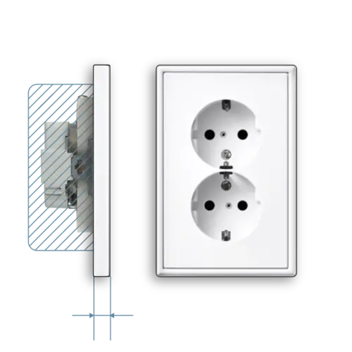 JUNG LS 5015 WW wandcontactdoos 2-voudig randaarde voor ovale 1,5 inbouwdoos LS990 alpine wit