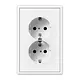 JUNG LS 5015 KI WWM wandcontactdoos 2-voudig randaarde Safety+ voor ovale 1,5 inbouwdoos LS990 sneeuwwit mat