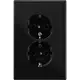 JUNG LS 5015 SW wandcontactdoos 2-voudig randaarde voor ovale 1,5 inbouwdoos LS990 zwart glans