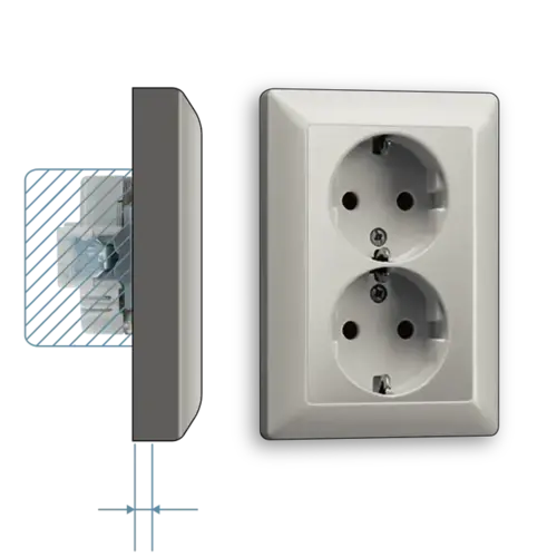 JUNG ES 5020 KI-L wandcontactdoos randaarde Safety+ 2-voudig voor enkele inbouwdoos LS990 edelstaal