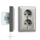JUNG ES 5020 KI-L wandcontactdoos randaarde Safety+ 2-voudig voor enkele inbouwdoos LS990 edelstaal