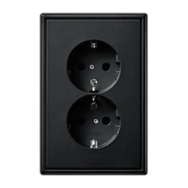 JUNG LS 5015 KI SWM wandcontactdoos 2-voudig randaarde Safety+ voor ovale 1,5 inbouwdoos LS990 grafietzwart mat