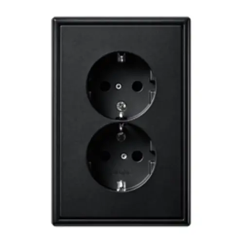 JUNG LS 5015 KI SWM wandcontactdoos 2-voudig randaarde Safety+ voor ovale 1,5 inbouwdoos LS990 grafietzwart mat