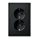 JUNG LS 5015 KI SWM wandcontactdoos 2-voudig randaarde Safety+ voor ovale 1,5 inbouwdoos LS990 grafietzwart mat