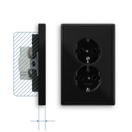 JUNG LS 5015 KI SWM wandcontactdoos 2-voudig randaarde Safety+ voor ovale 1,5 inbouwdoos LS990 grafietzwart mat